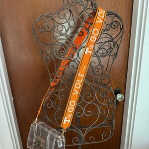 Clear Crossbody Bag with Orange Strap